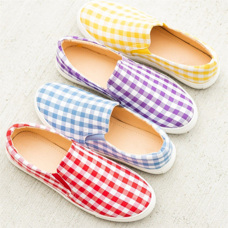 Women Plaid Slip-On Flat Sneakers