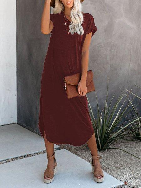 Casual Solid Short Sleeve Dresses