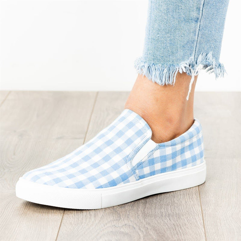 Women Plaid Slip-On Flat Sneakers