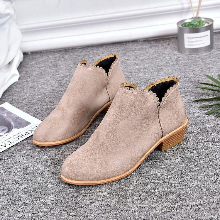 Women Booties Slip On Low Heel Ankle Plus Size Shoes