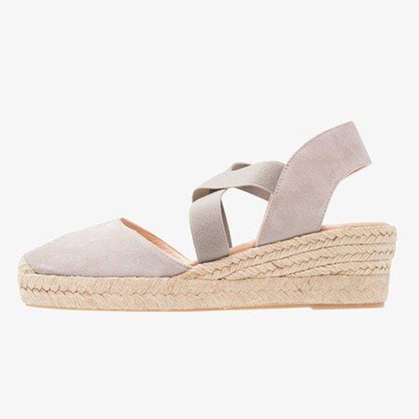 Plus Size Espadrille Wedge Sandals Elastic Band Slip On Sandals