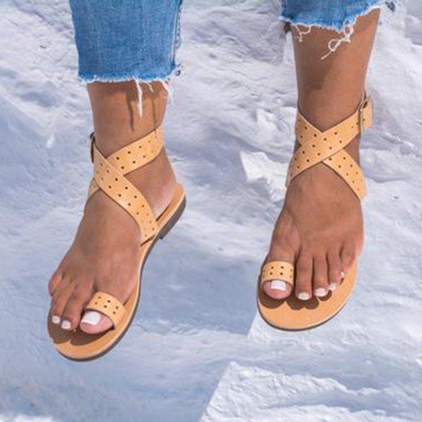 Women Flip PU Buckle Sandals