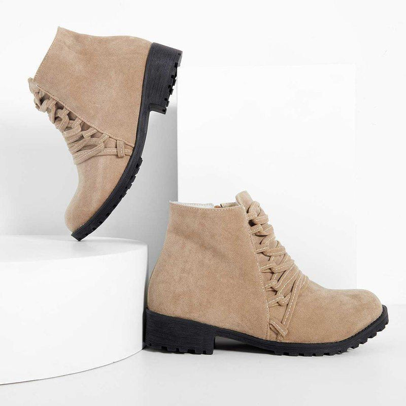 Women Fashion Ankle Boots Faux Suede Zipper Boots